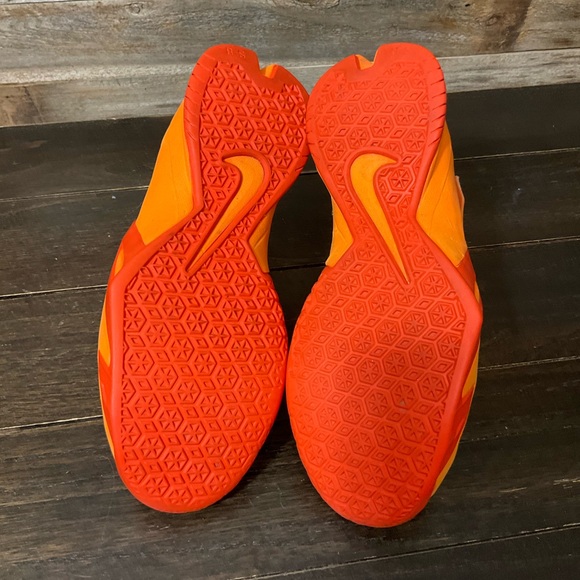 Nike LeBron Zoom Soldier 8 sneakers in a yellow and orange colorway. - Picture 5 of 6